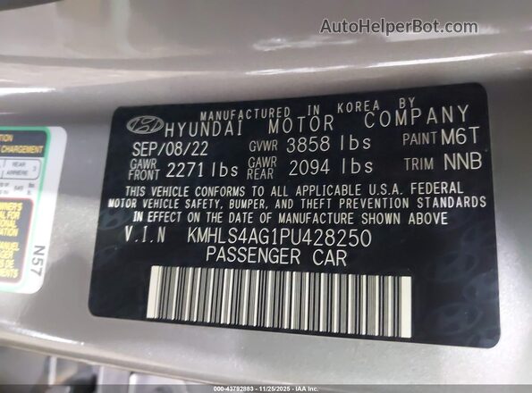 KMHLS4AG1PU428250 2023 HYUNDAI ELANTRA Silver ძრავის განყოფილების ხედი