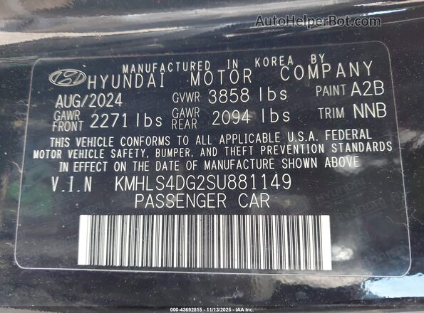 KMHLS4DG2SU881149 2025 HYUNDAI ELANTRA Black Vista del compartimento del motor