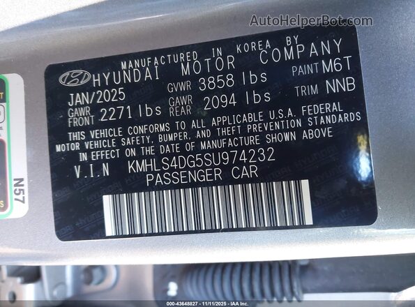 KMHLS4DG5SU974232 2025 HYUNDAI ELANTRA Gray Widok komory silnika