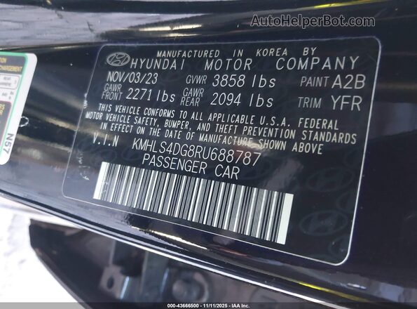 KMHLS4DG8RU688787 2024 HYUNDAI ELANTRA Black Շարժիչի բաժամունքի տեսք