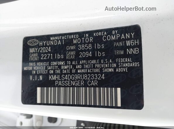 KMHLS4DG9RU823324 2024 HYUNDAI ELANTRA Белый 