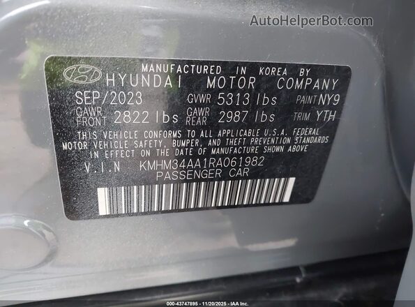 KMHM34AA1RA061982 2024 HYUNDAI IONIQ 6 Gray 