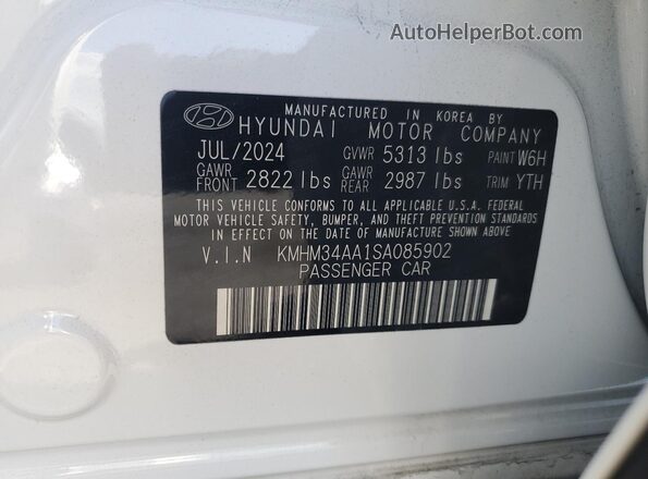 KMHM34AA1SA085902 2025 HYUNDAI IONIQ White Շարժիչի բաժամունքի տեսք