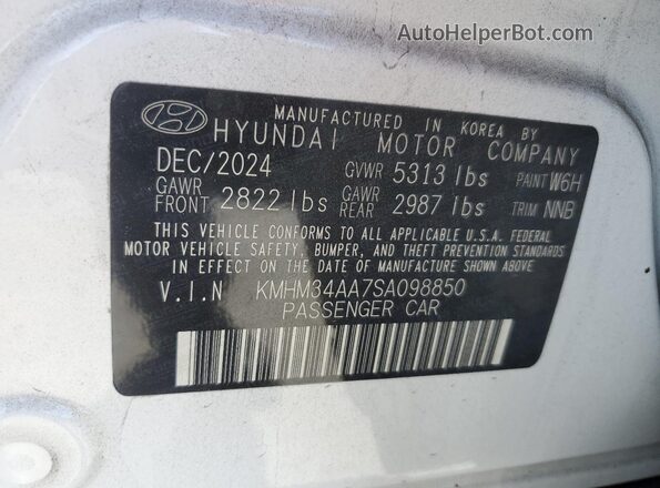 KMHM34AA7SA098850 2025 HYUNDAI IONIQ White Widok komory silnika