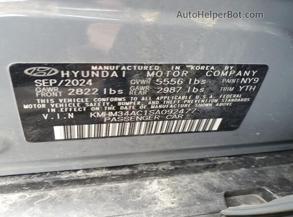 KMHM34AC1SA092477 2025 HYUNDAI IONIQ Gray Вид наклейки з VIN-кодом