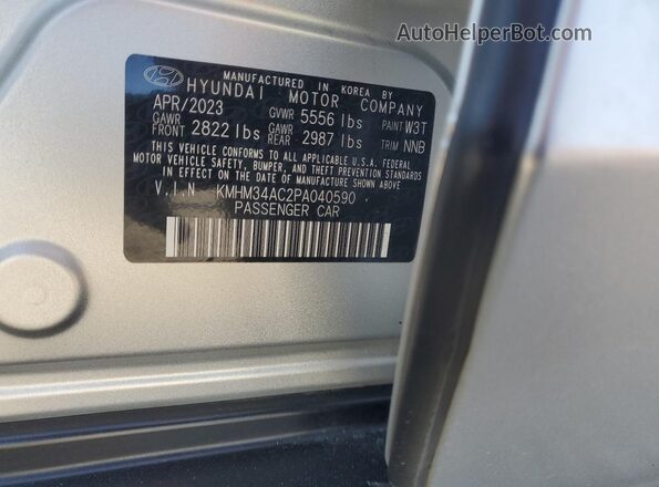 KMHM34AC2PA040590 2023 HYUNDAI IONIQ Silver VIN კოდის სტიკერის ხედი