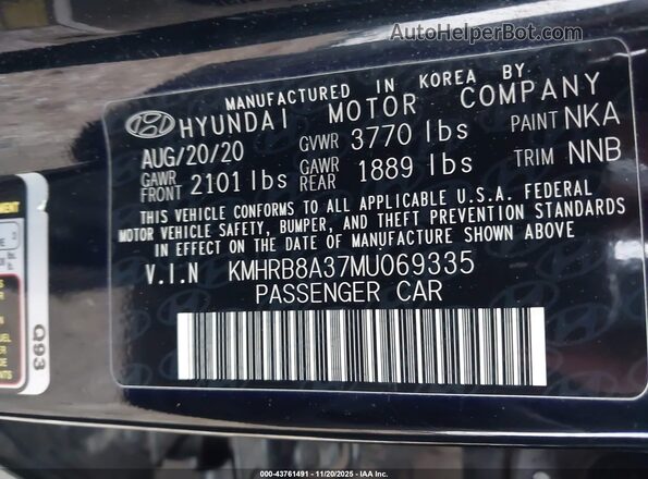 KMHRB8A37MU069335 2021 HYUNDAI VENUE Черный Вид подкапотного пространства