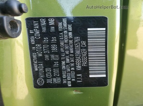 KMHRB8A39MU065769 2021 HYUNDAI VENUE Зеленый Вид подкапотного пространства