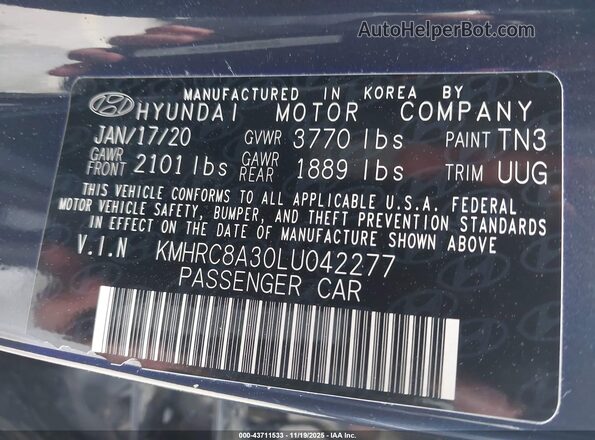 KMHRC8A30LU042277 2020 HYUNDAI VENUE Navy Engine compartment view