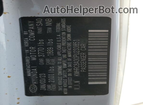 KMHRC8A30PU233851 2023 HYUNDAI VENUE White Вид наклейки з VIN-кодом