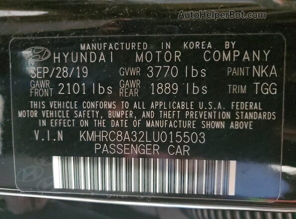 KMHRC8A32LU015503 2020 HYUNDAI VENUE Black VIN sticker view