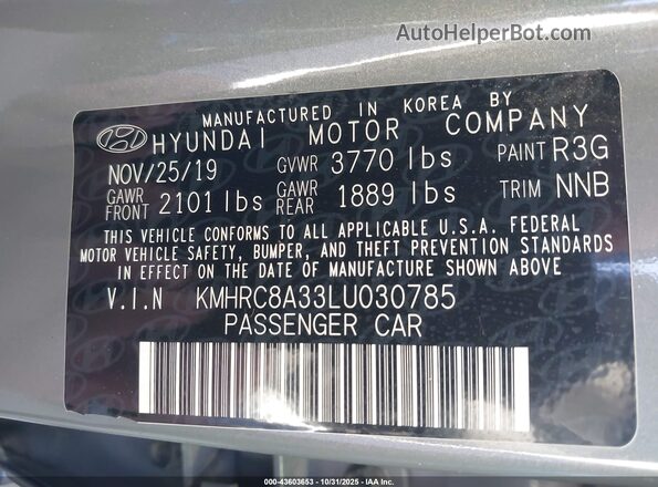 KMHRC8A33LU030785 2020 HYUNDAI VENUE Gray 