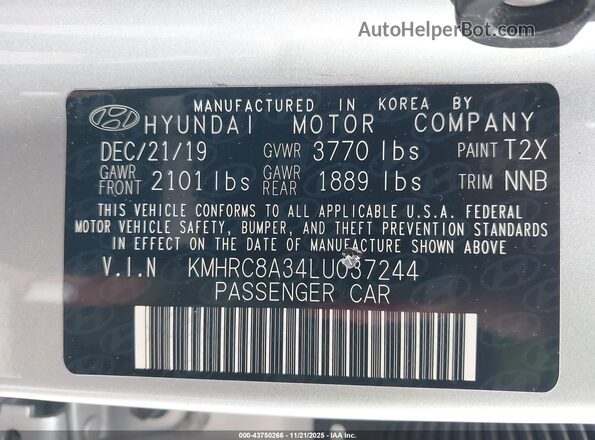 KMHRC8A34LU037244 2020 HYUNDAI VENUE Серебряный Вид подкапотного пространства