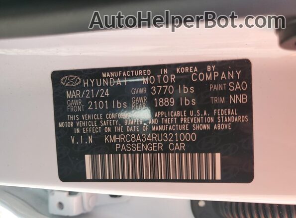 KMHRC8A34RU321000 2024 HYUNDAI VENUE White VIN կոդի պիտակի տեսք