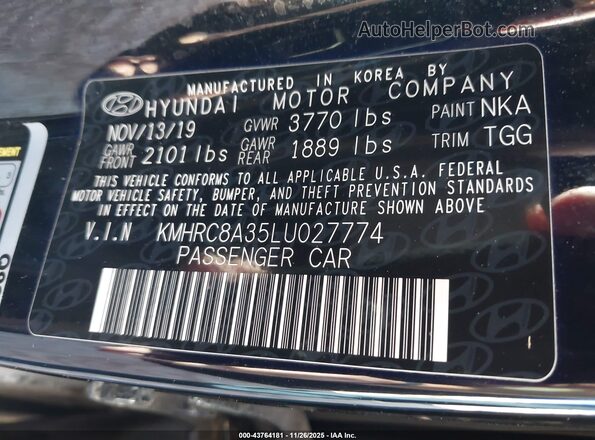 KMHRC8A35LU027774 2020 HYUNDAI VENUE Black 