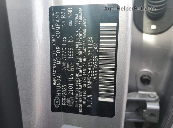 KMHRC8A36SU381124 2025 HYUNDAI VENUE Gray VIN կոդի պիտակի տեսք