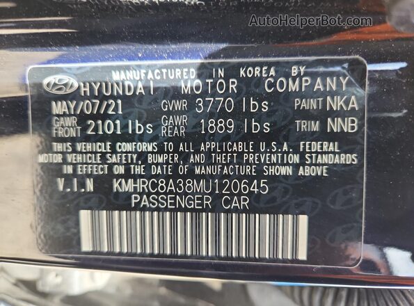 KMHRC8A38MU120645 2021 HYUNDAI VENUE Black Vista del compartimento del motor