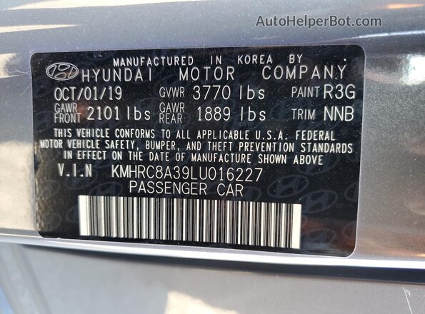 KMHRC8A39LU016227 2020 HYUNDAI VENUE Gray Вид підкапотного простору