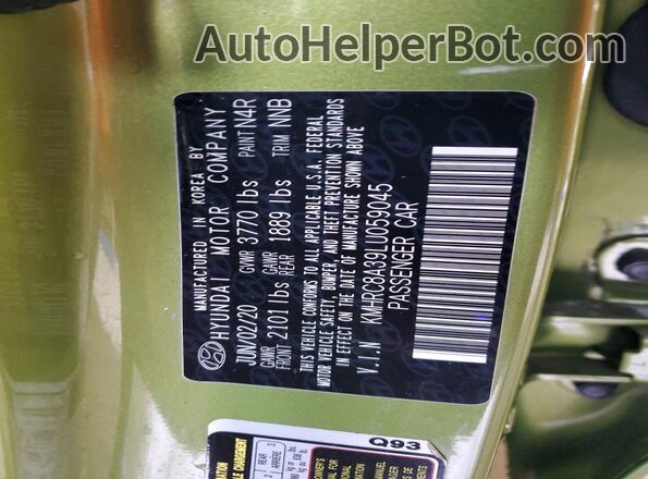 KMHRC8A39LU059045 2020 HYUNDAI VENUE Green Вид підкапотного простору