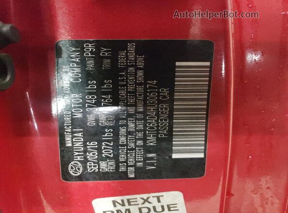 KMHTC6AD4HU306174 2017 HYUNDAI VELOSTER Red 