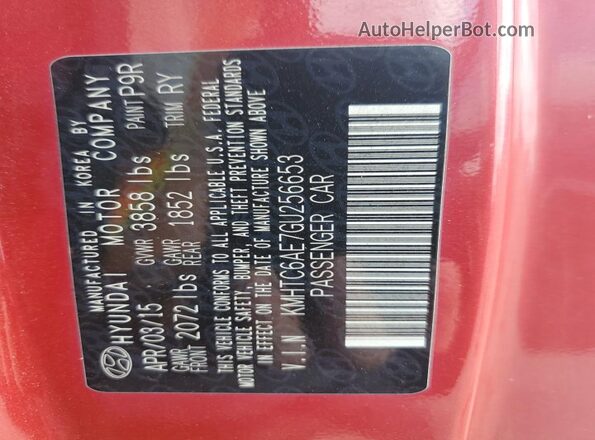 KMHTC6AE7GU256653 2016 HYUNDAI VELOSTER Красный Вид подкапотного пространства