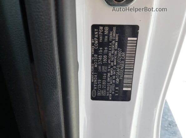KMHTG6AF6LU029607 2020 HYUNDAI VELOSTER White VIN sticker view