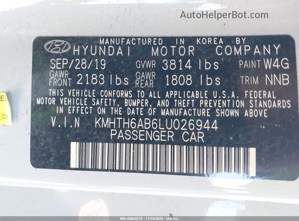 KMHTH6AB6LU026944 2020 HYUNDAI VELOSTER Gray Շարժիչի բաժամունքի տեսք