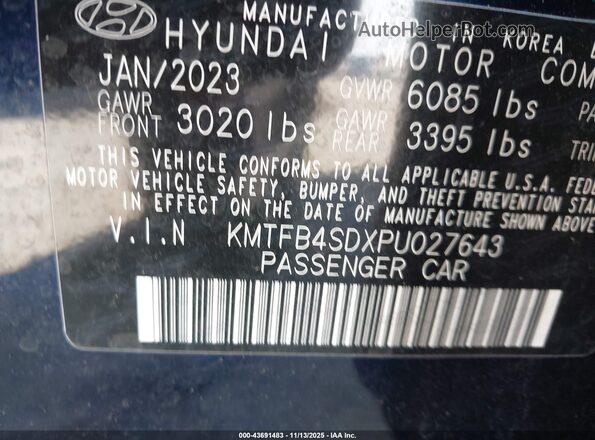 KMTFB4SDXPU027643 2023 GENESIS G90 Navy Вид подкапотного пространства