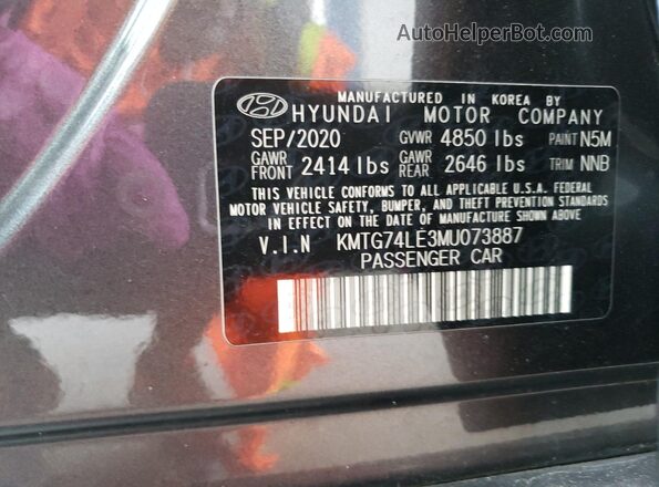 KMTG74LE3MU073887 2021 GENESIS G70 Charcoal Вид підкапотного простору