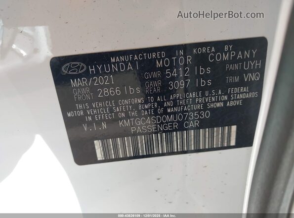 KMTGC4SD0MU073530 2021 GENESIS G80 Белый Вид подкапотного пространства