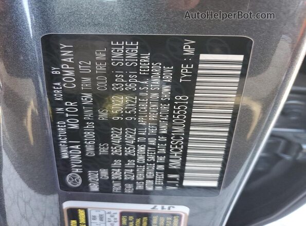KMUHCESC1MU055518 2021 GENESIS GV80 Charcoal VIN կոդի պիտակի տեսք