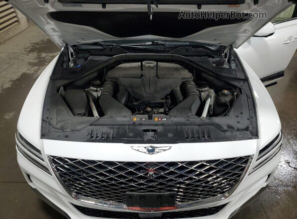 KMUHCESC9MU046324 2021 GENESIS GV80 White Vista del compartimento del motor