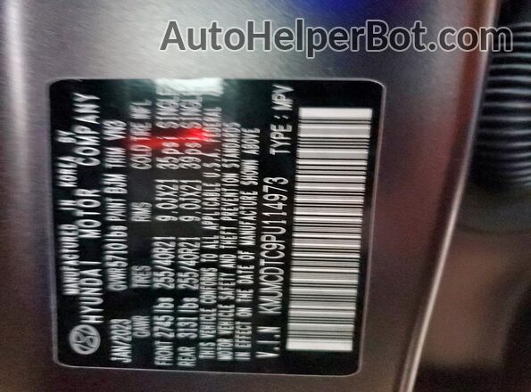 KMUMCDTC9PU114973 2023 GENESIS GV70 Purple VIN կոդի պիտակի տեսք
