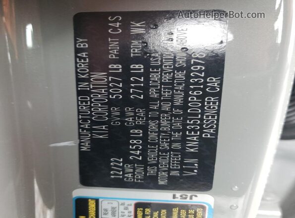 KNAE35LD0P6132978 2023 KIA STINGER Gray VIN sticker view