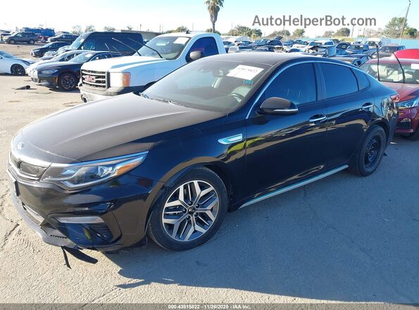 KNAGU4LE3L5038862 2020 KIA OPTIMA HYBRID Black Առջևի ձախ երեք քառորդ տեսարան