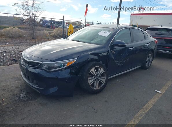 KNAGU4LE7J5023844 2018 KIA OPTIMA HYBRID Dark Blue Առջևի ձախ երեք քառորդ տեսարան