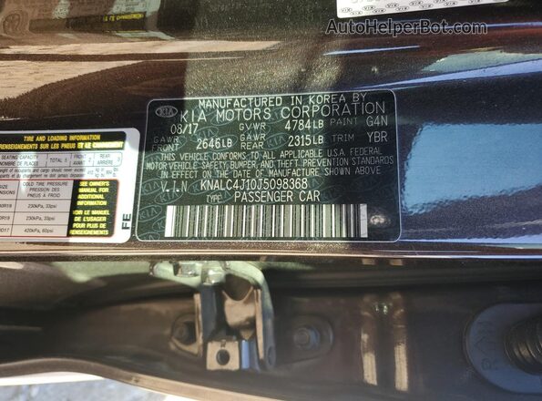 KNALC4J10J5098368 2018 KIA CADENZA Brown VIN sticker view