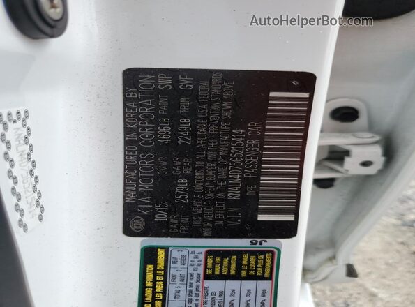 KNALN4D75G5215414 2016 KIA CADENZA White Շարժիչի բաժամունքի տեսք