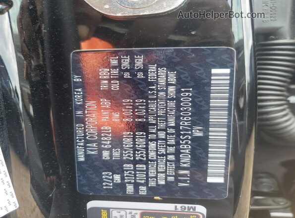 KNDAB5S17R6030091 2024 KIA EV9 Black VIN sticker view