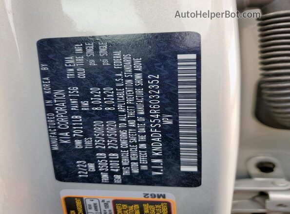 KNDADFS54R6032352 2024 KIA EV9 Silver VIN sticker view