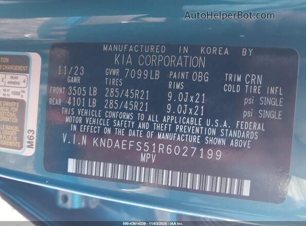 KNDAEFS51R6027199 2024 KIA EV9 Blue Շարժիչի բաժամունքի տեսք