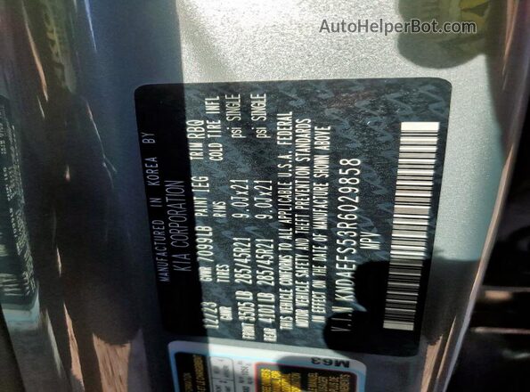 KNDAEFS53R6029858 2024 KIA EV9 Gray Вид наклейки з VIN-кодом
