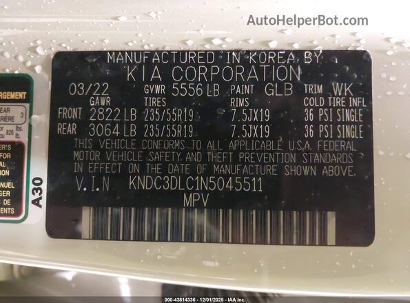 KNDC3DLC1N5045511 2022 KIA EV6 Silver Widok komory silnika