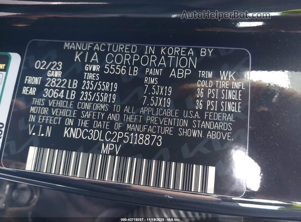 KNDC3DLC2P5118873 2023 KIA EV6 Black Vista del compartimento del motor
