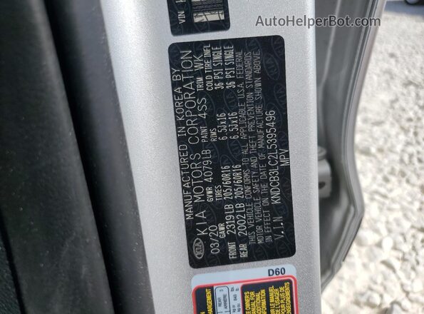 KNDCB3LC2L5395496 2020 KIA NIRO Silver Շարժիչի բաժամունքի տեսք