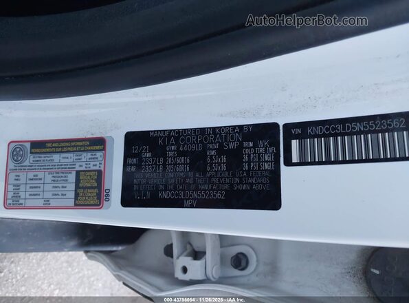 KNDCC3LD5N5523562 2022 KIA NIRO PLUG-IN HYBRID White Շարժիչի բաժամունքի տեսք
