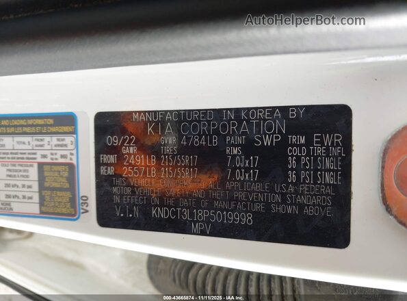KNDCT3L18P5019998 2023 KIA NIRO EV Белый Вид подкапотного пространства