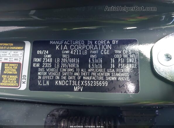 KNDCT3LEXS5235699 2025 KIA NIRO Green Engine compartment view