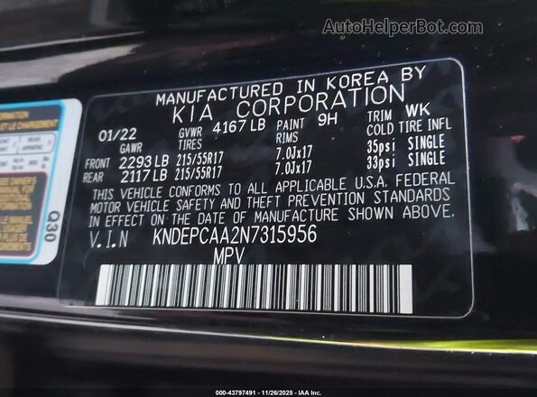 KNDEPCAA2N7315956 2022 KIA SELTOS Black Widok komory silnika
