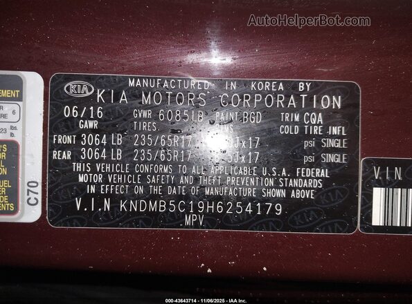 KNDMB5C19H6254179 2017 KIA SEDONA Black Вид підкапотного простору